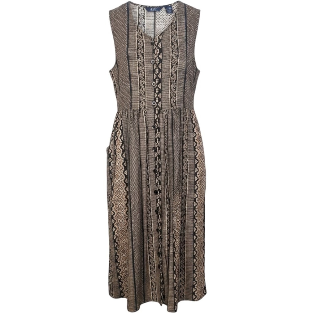 B.P.S. Petite Maxi Dress Womens Small Button Front‎ Boho Cottage Indie Earthy